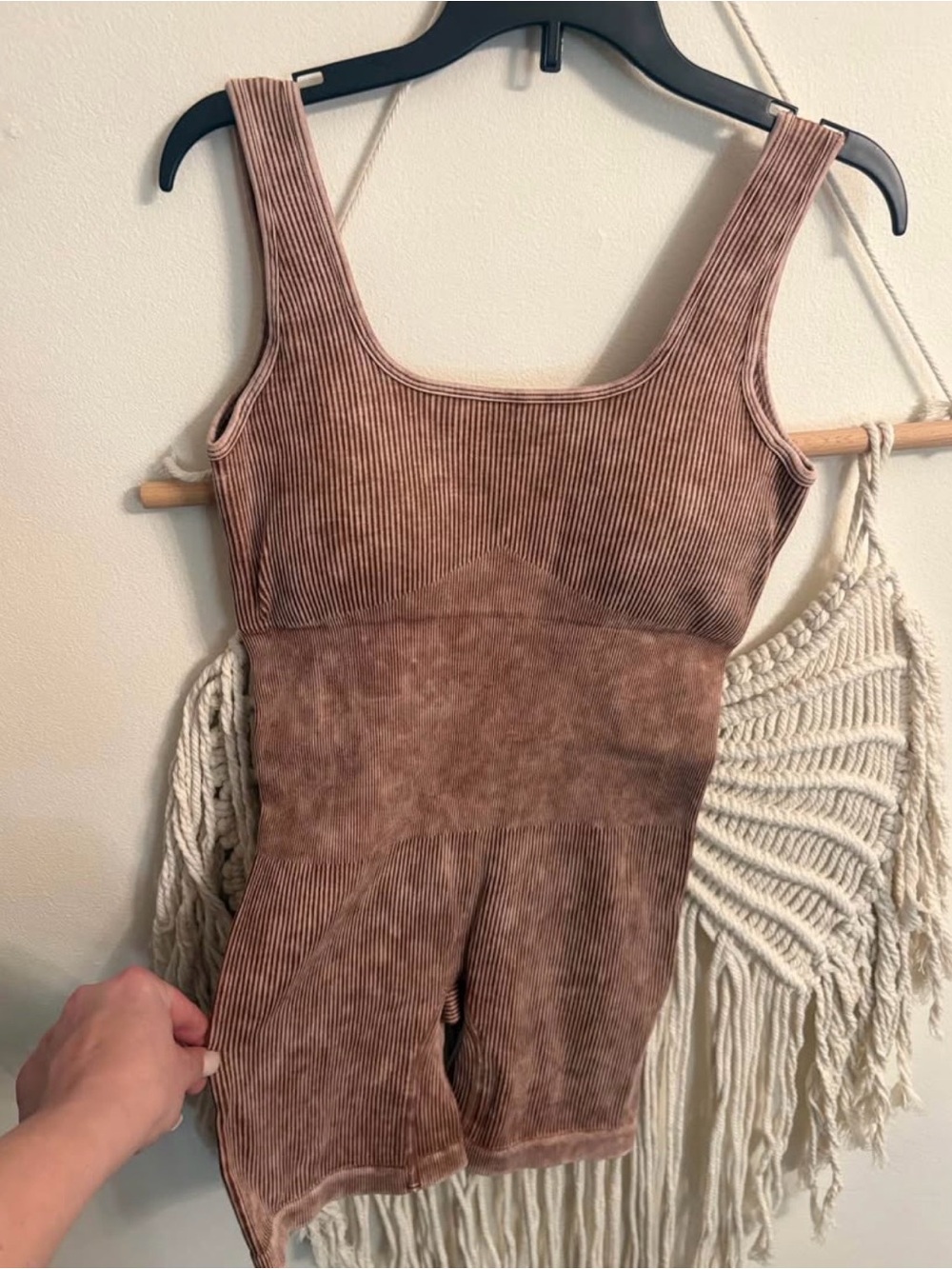 Zenana small Ribbed Sleeveless Brown Romper brand new